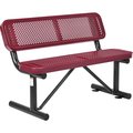 Global Industrial 48L Outdoor Steel Bench with Backrest, Perforated Metal, Red 695744RD